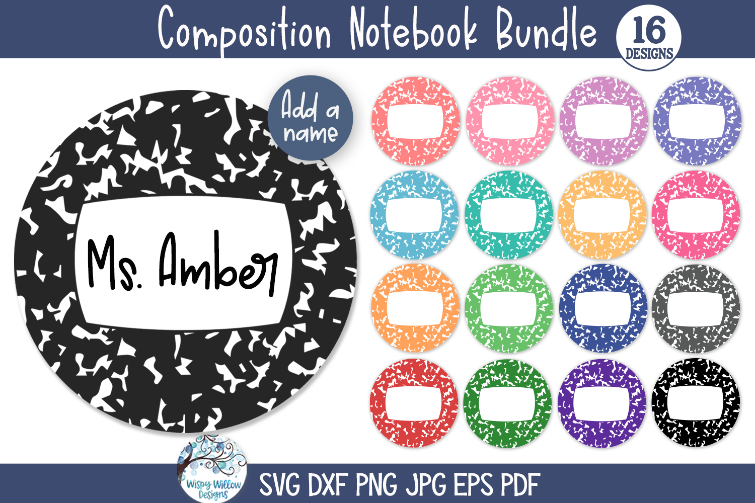 Composition Book SVG Bundle | Custom Classroom Art