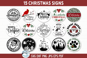 Christmas Sign Bundle SVG | Festive Holiday Signs Collection