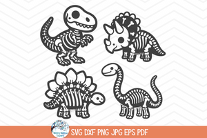 Dinosaur Skeleton SVG Bundle | Prehistoric Halloween Designs