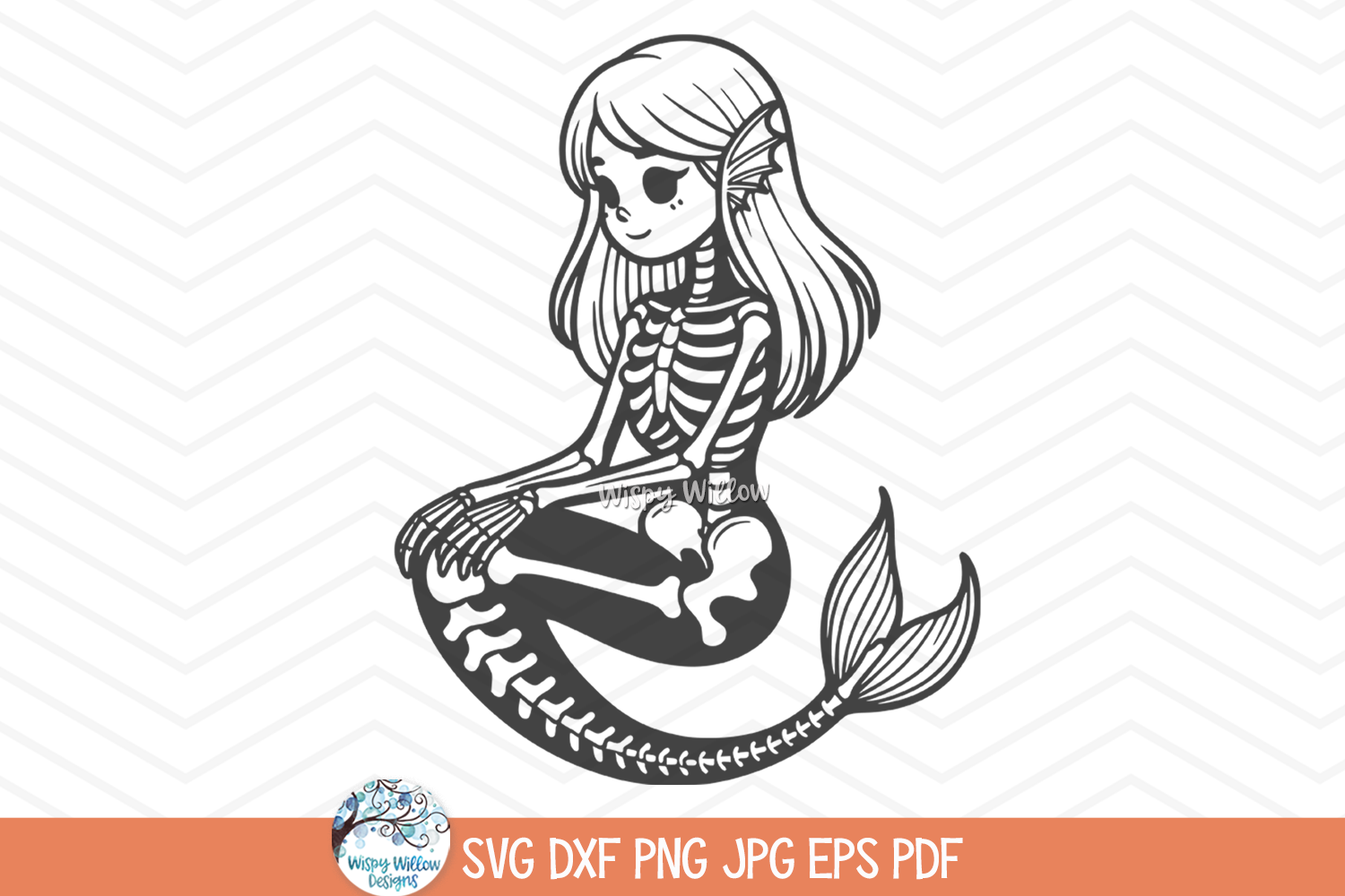 Halloween Mermaid Skeleton | Sea Creature Bone Design