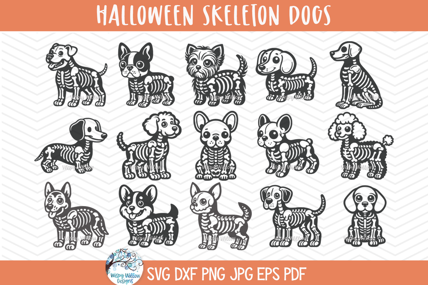 Dog Skeleton SVG Bundle | Halloween Pet Skeleton Art Designs