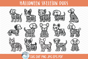 Dog Skeleton SVG Bundle | Halloween Pet Skeleton Art Designs