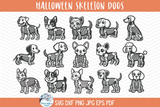 Dog Skeleton SVG Bundle | Halloween Pet Skeleton Art Designs