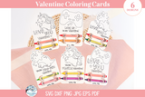 Valentine Coloring Crayon Holder Cards for Kids SVG File for Cricut