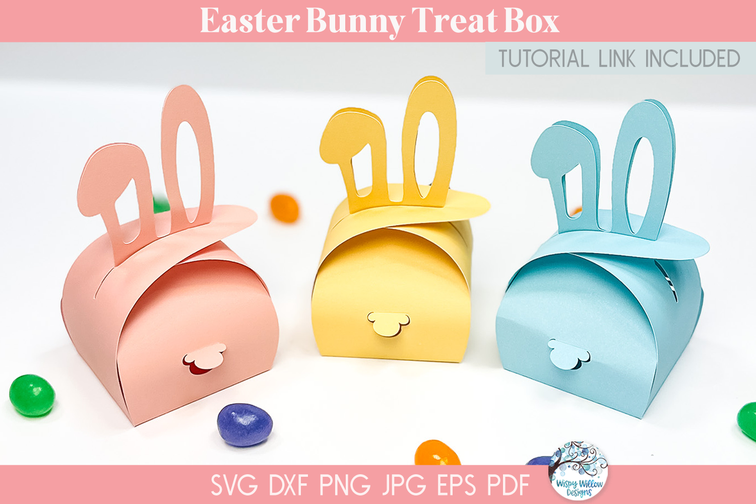 Easter Bunny Treat Box SVG | 3D Cardstock Paper Template for Cricut