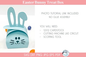 Easter Bunny Treat Box SVG | 3D Cardstock Paper Template for Cricut