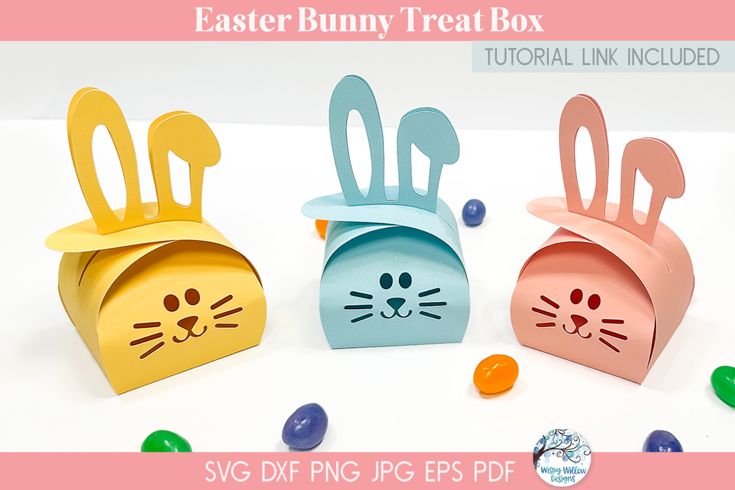 Easter Bunny Treat Box SVG | 3D Cardstock Paper Template for Cricut