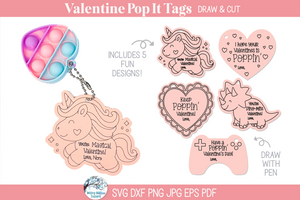 Valentine's Day Pop It Gift Keychain SVG Bundle for Cricut