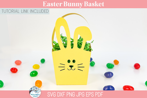 Easter Bunny Candy Basket SVG | 3D Cardstock Paper Template for Cricut