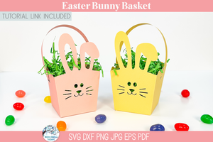 Easter Bunny Candy Basket SVG | 3D Cardstock Paper Template for Cricut