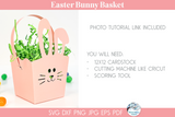 Easter Bunny Candy Basket SVG | 3D Cardstock Paper Template for Cricut