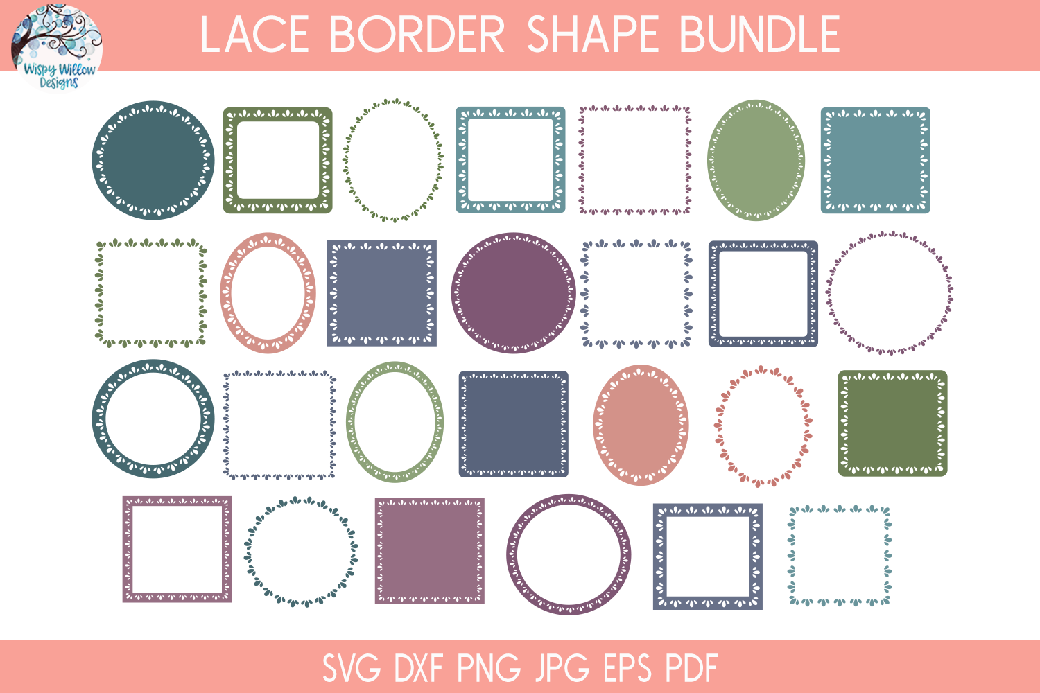 Lace Edge Shape SVG Bundle | Scrapbook Background Crafting Shapes