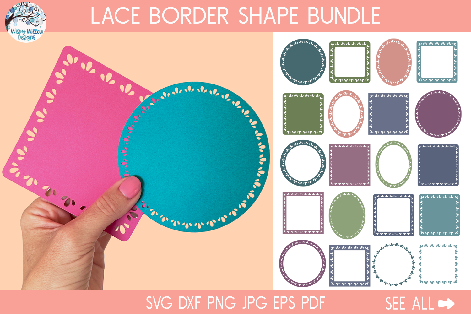 Lace Edge Shape SVG Bundle | Scrapbook Background Crafting Shapes