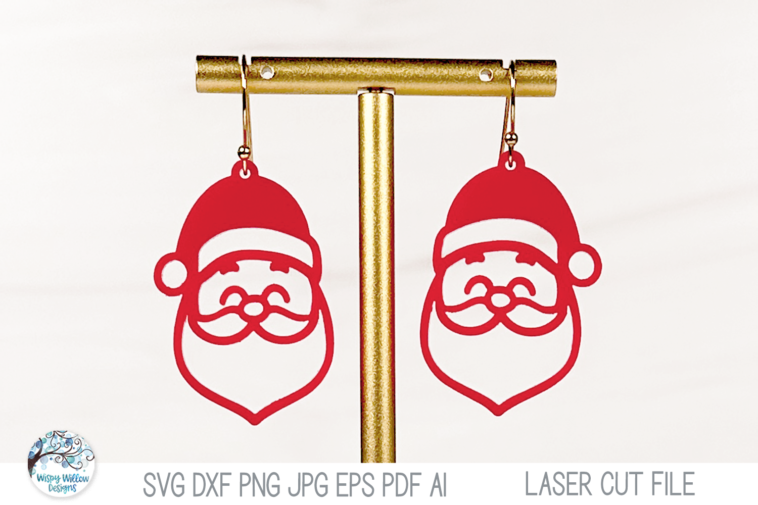 Santa Claus Christmas Earrings SVG File for Laser