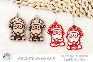 Yoga Santa Christmas Earrings SVG File for Laser