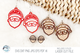 Santa Claus Christmas Earrings SVG File for Laser