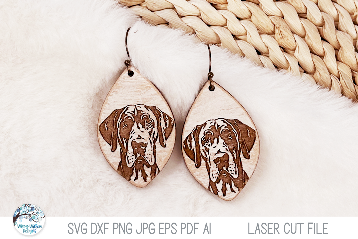 Great Dane Dog Earrings SVG File for Laser Cutter