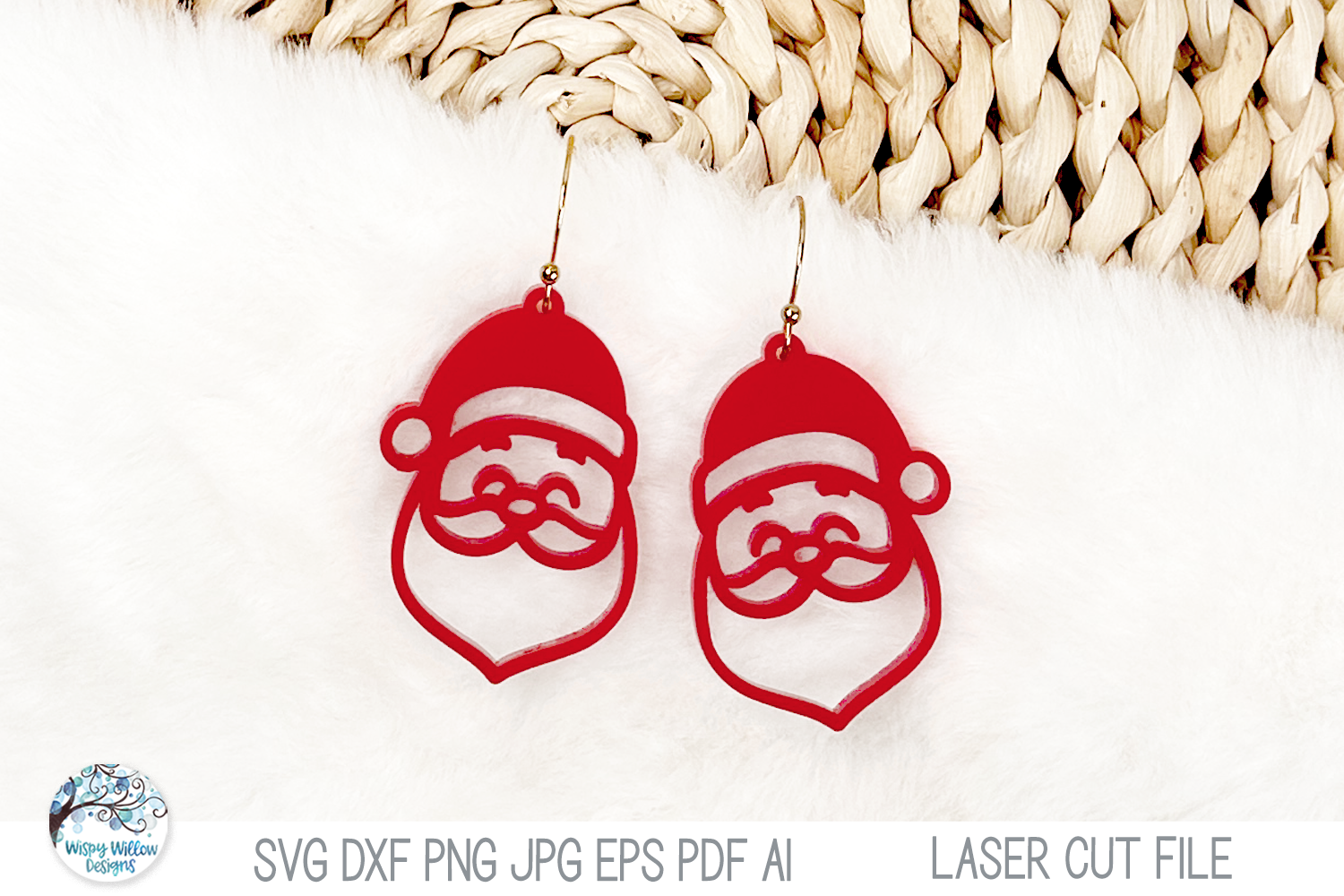 Santa Claus Christmas Earrings SVG File for Laser