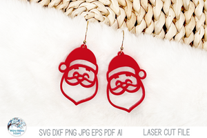 Santa Claus Christmas Earrings SVG File for Laser