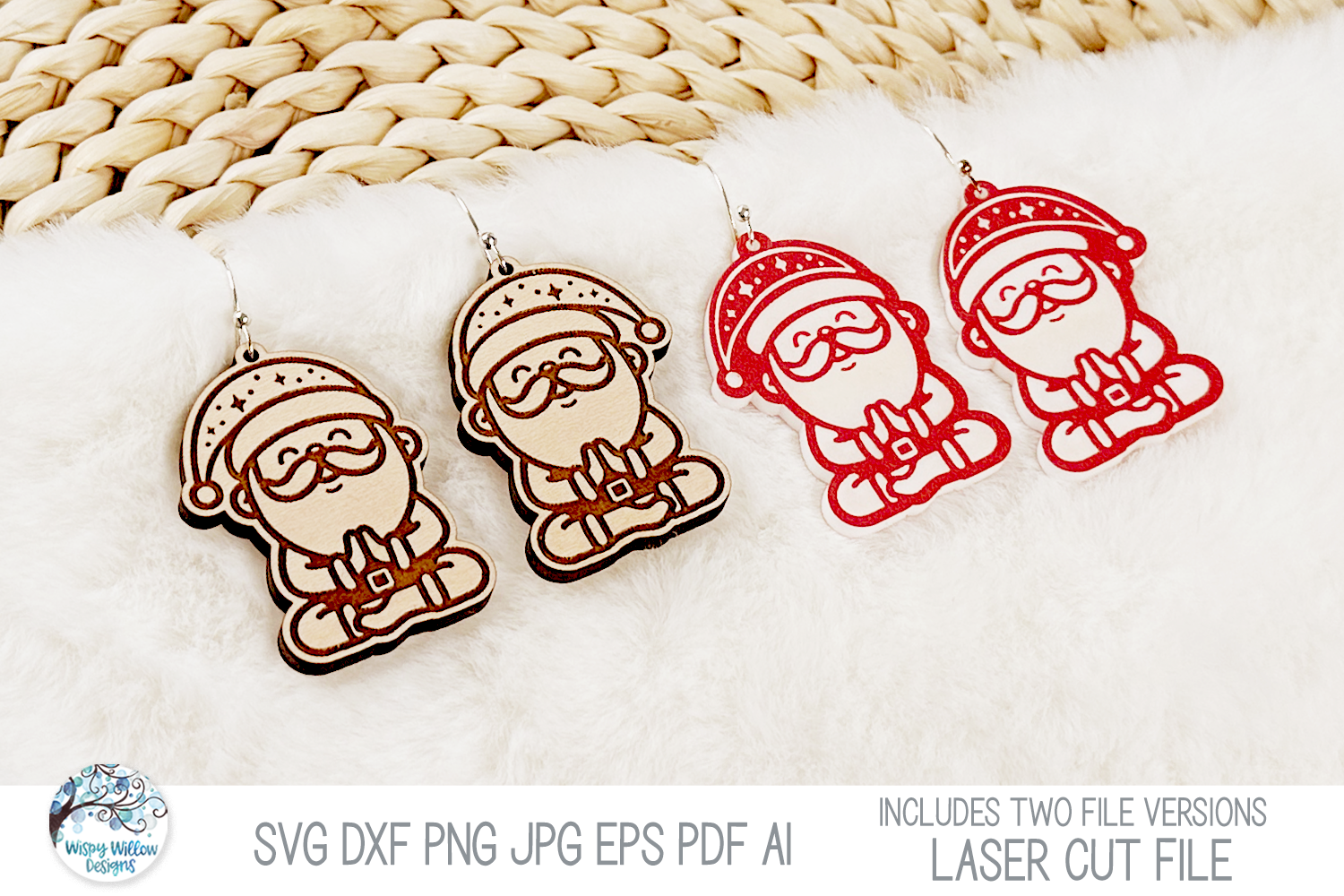 Yoga Santa Christmas Earrings SVG File for Laser