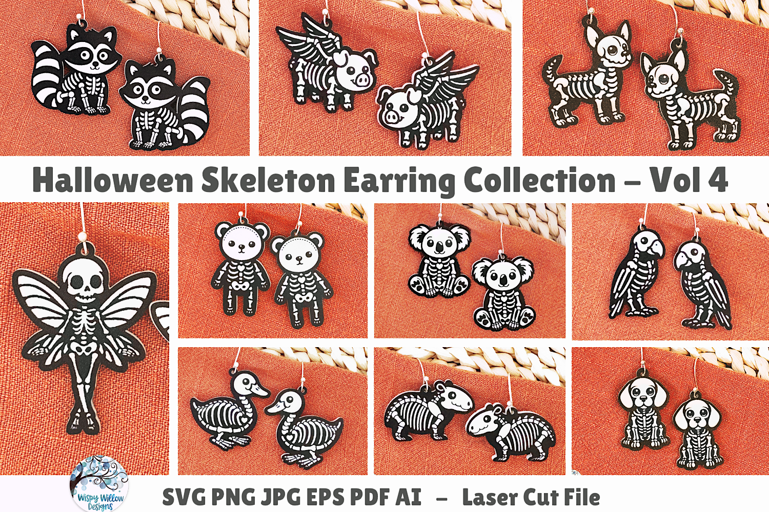 Halloween Skeleton Earring Bundle Vol 4- SVG Files for Laser Cutter