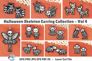 Halloween Skeleton Earring Bundle Vol 4- SVG Files for Laser Cutter