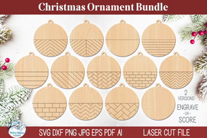 Personalized Monogram Christmas Ornament Bundle for Laser Cutter