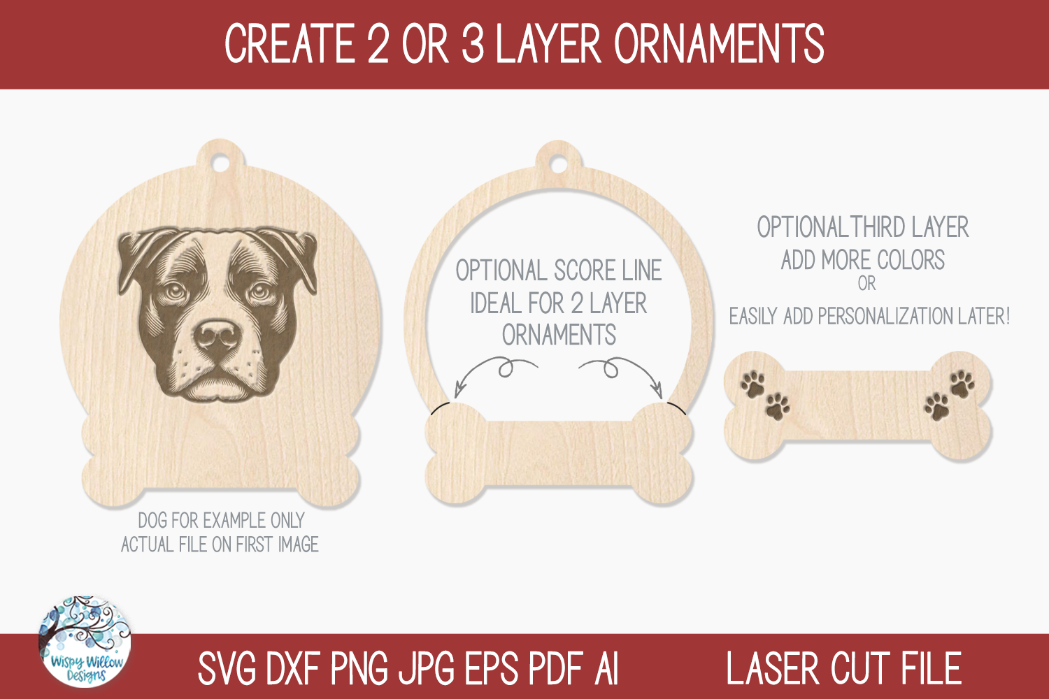 Dog Breed Christmas Ornament SVG File Bundle for Laser Cutter