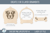 Pug Dog Christmas Ornament SVG File for Laser Cutter