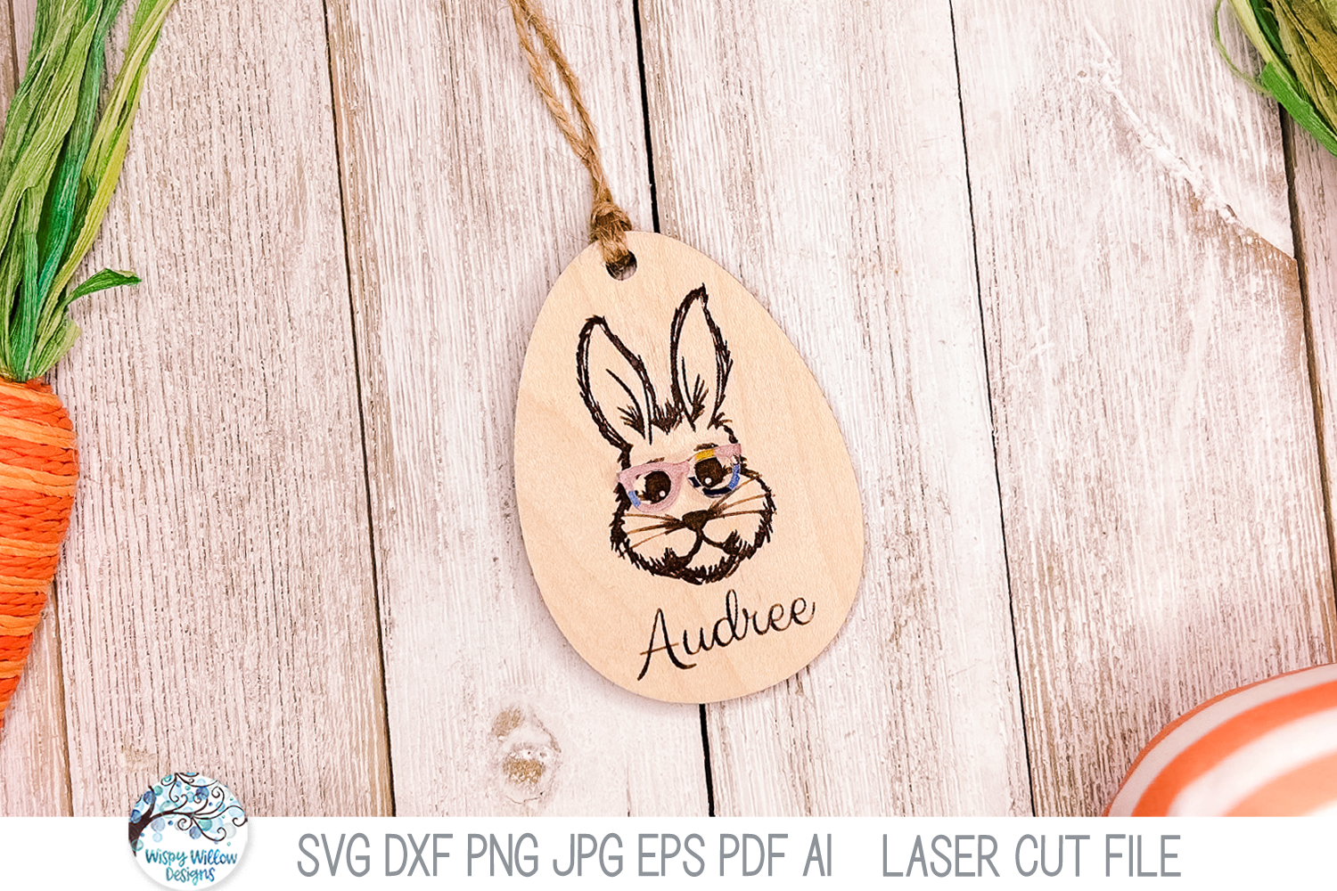 Easter Bunny with Glasses Tag for Glowforge or Laser Cutter