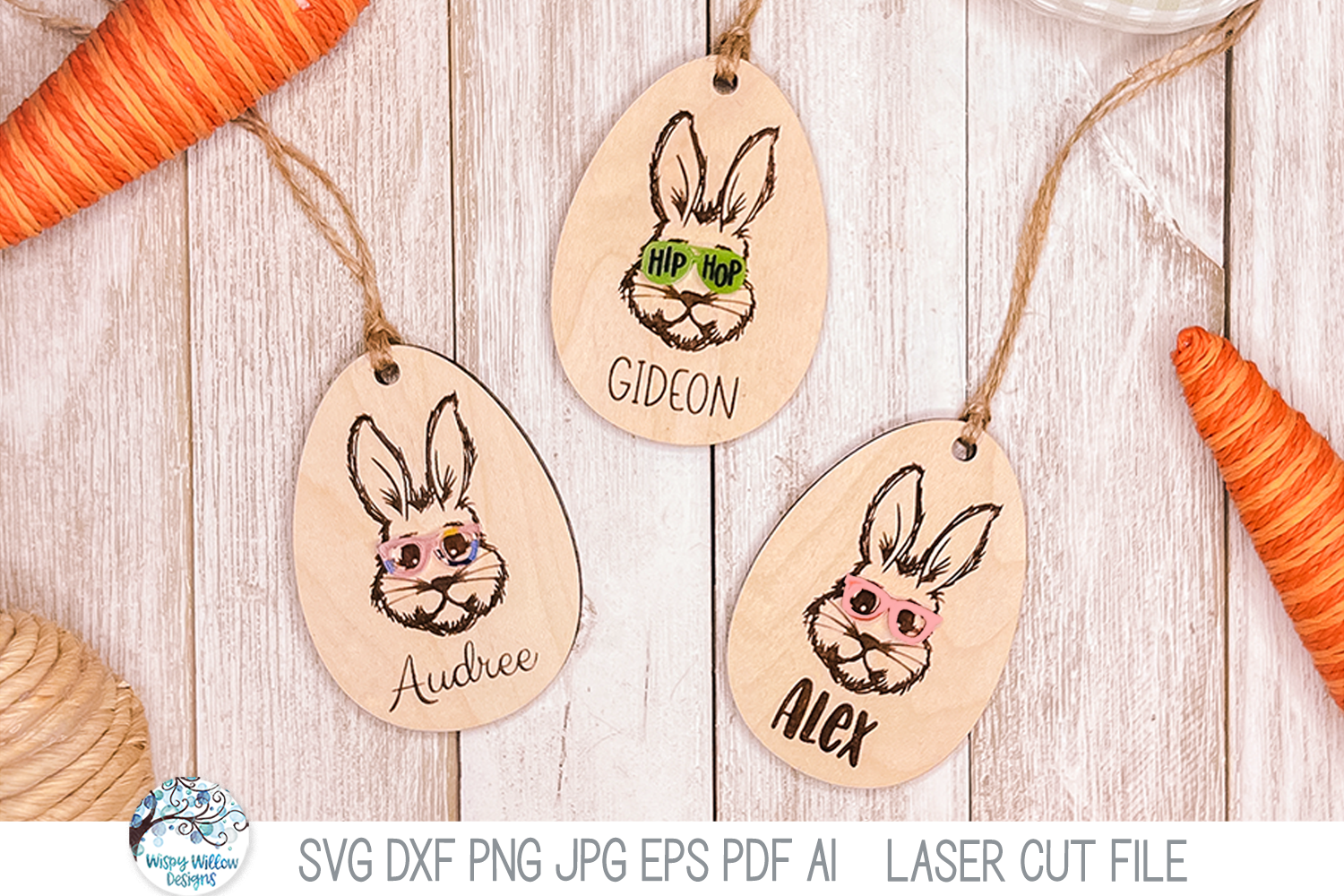 Easter Bunny with Glasses Tag for Glowforge or Laser Cutter