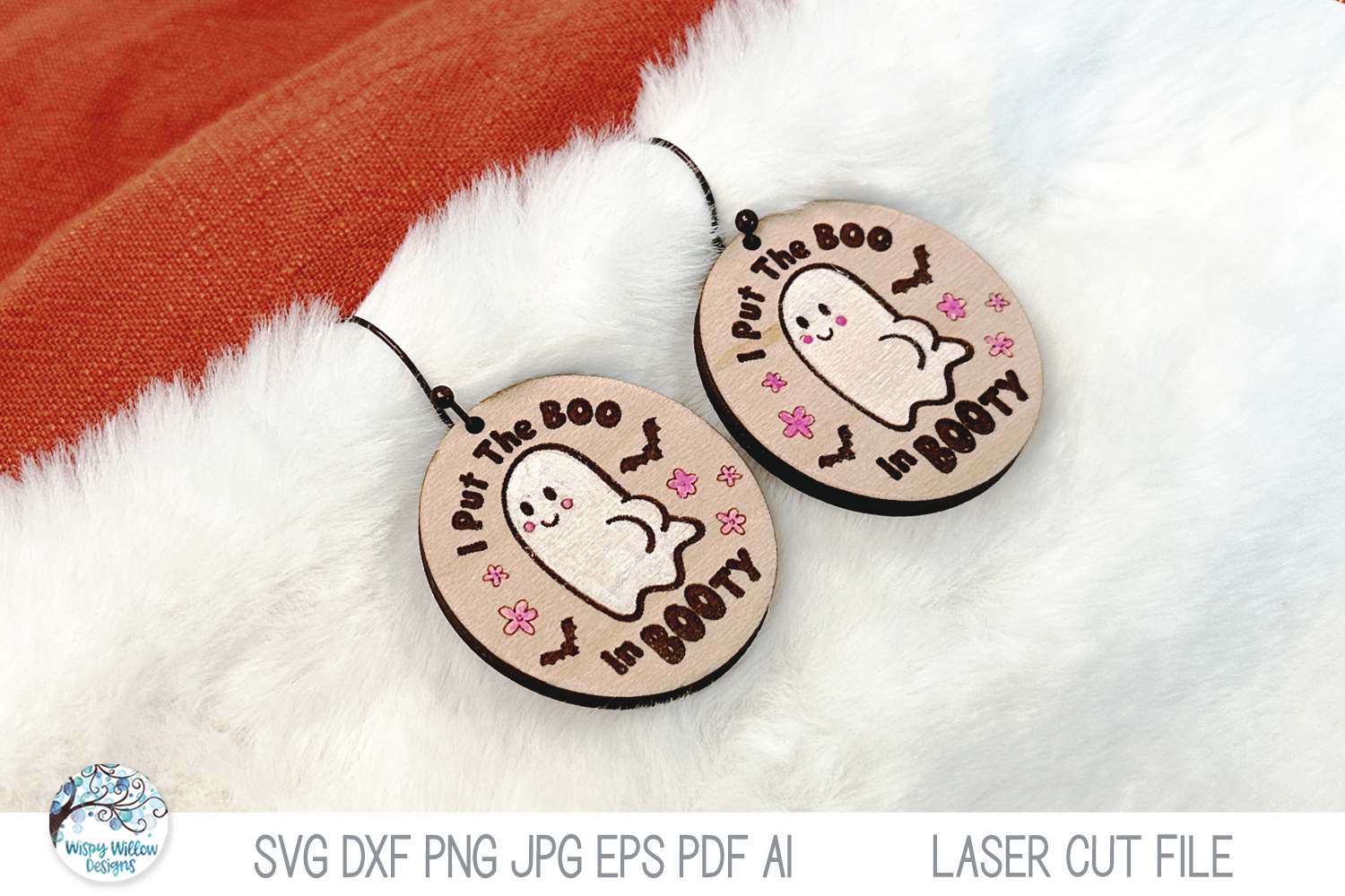 I Put the Boo in Booty Halloween Ghost Earring SVG File