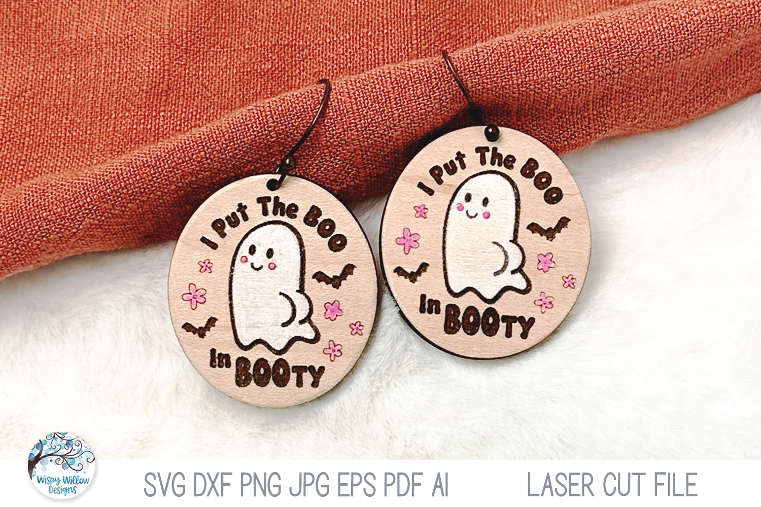 I Put the Boo in Booty Halloween Ghost Earring SVG File