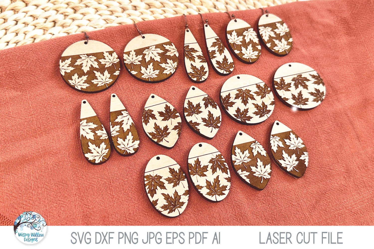 Fall Leaf Earring Bundle SVG File for Laser Cutter