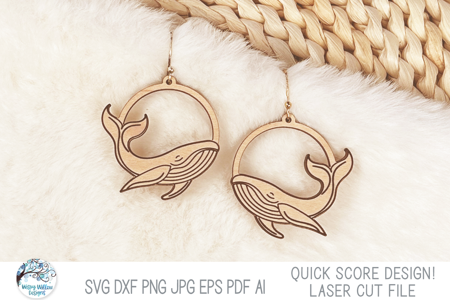 Whale Ocean Animal Earring SVG File for Laser