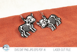 Highland Cow Skeleton Halloween Earring SVG File for Laser