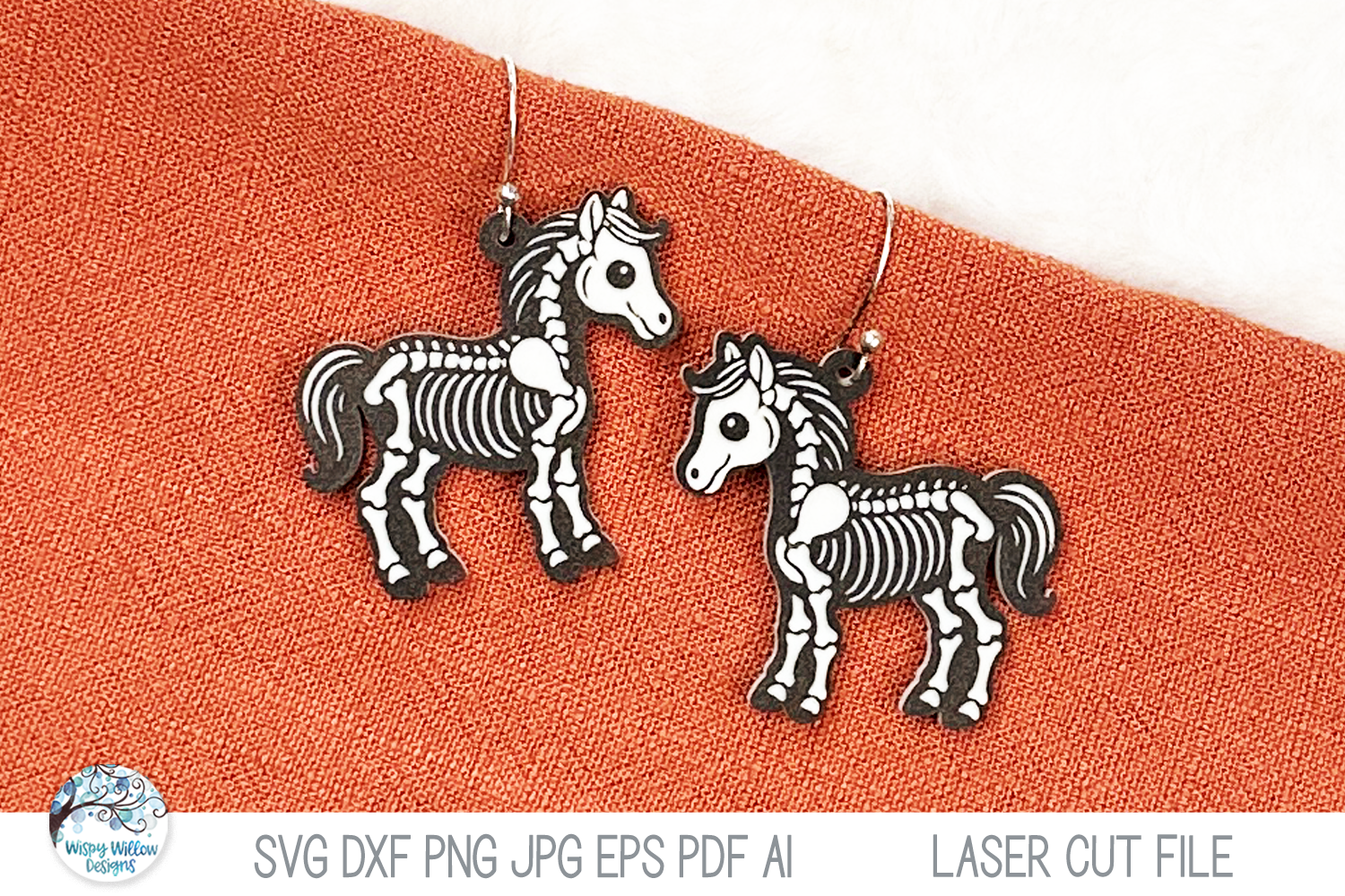 Horse Skeleton Halloween Earring SVG File for Laser