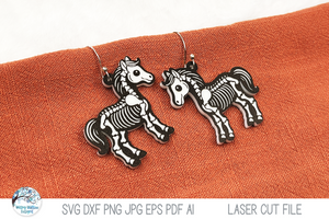 Horse Skeleton Halloween Earring SVG File for Laser