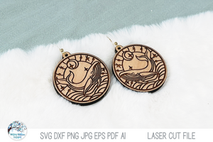 Whale Ocean Animal Earring SVG File for Laser