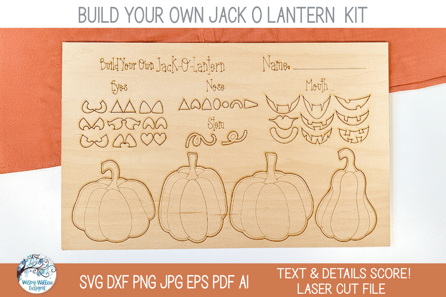 Halloween Jack O Lantern Pumpkin DIY Pop Out Paint Kit for Kids - SVG Laser Cut File