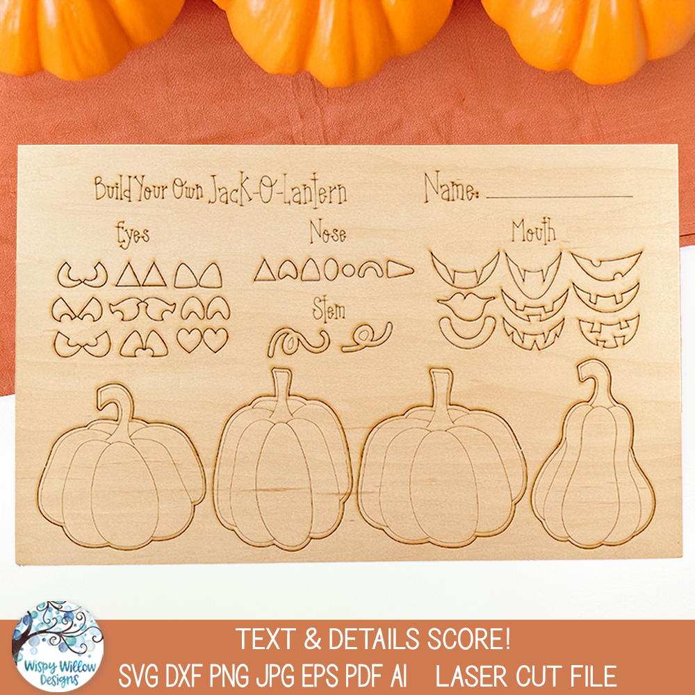 Halloween Jack O Lantern Pumpkin DIY Pop Out Paint Kit for Kids - SVG Laser Cut File