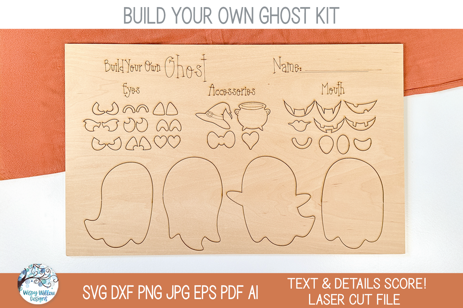 Halloween Ghost DIY Pop Out Paint Kit for Kids - SVG Laser Cut File