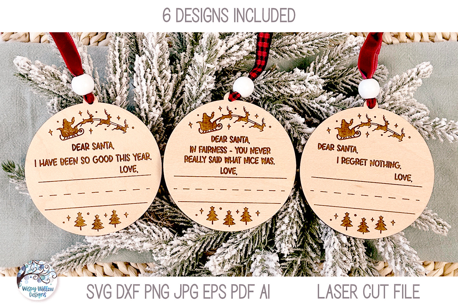 Dear Santa Kids Handwriting Keepsake Christmas Ornament for Laser