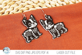 Boston Terrier Dog Skeleton Halloween Earring SVG File for Laser