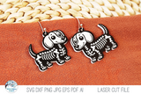 Dachshund Dog Skeleton Halloween Earring SVG File for Laser