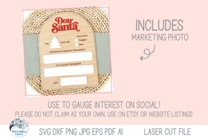 Dear Santa Christmas Wish List Board SVG File for Laser