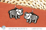 Pig Skeleton Halloween Earring SVG File for Laser