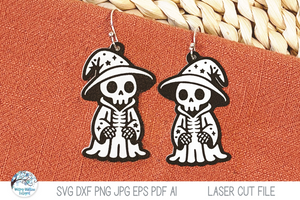 Wizard Skeleton Halloween Earring SVG File for Laser