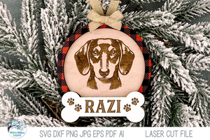 Dachshund Dog Christmas Ornament SVG File for Laser Cutter