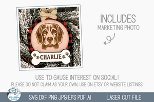 Beagle Dog Christmas Ornament SVG File for Laser Cutter